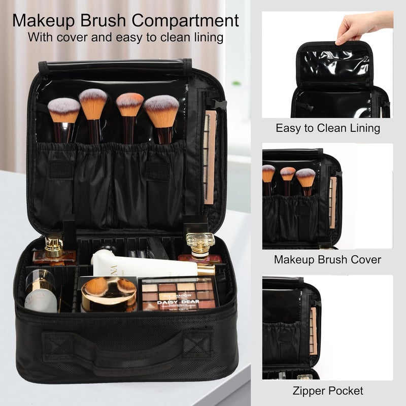 CHUANGJIN 5 in 1 Professional Makeup Train Case Aluminum Cosmetic Case Rolling Makeup Case ExtraLarge Storage Organizer with Key Swivel Wheels Salon Barber Case for Make Up Nail Hairstylists, Blue - Image 3