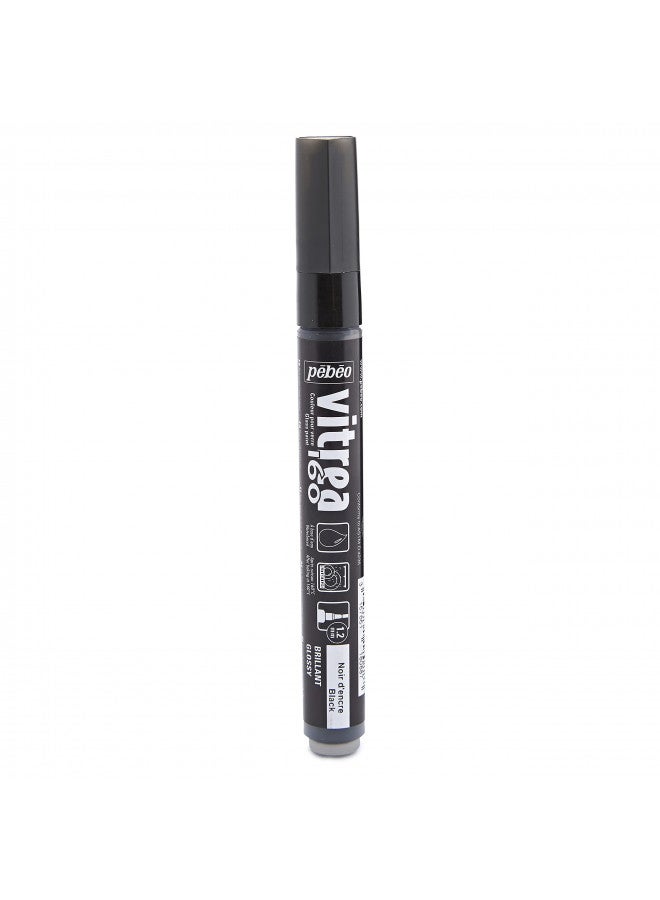 Pebeo Vitrea 160, Glossy Glass Paint Marker - Ink Black (118088)