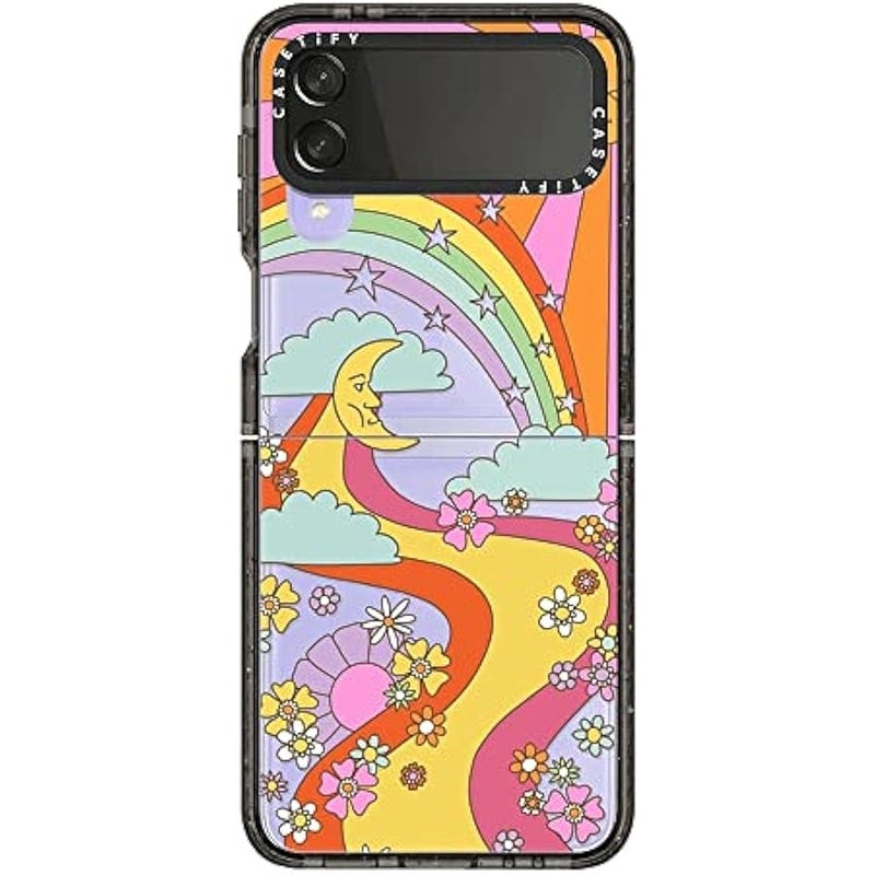 Casetify Impact Case for Galaxy Z Flip 4 - Flower Power Retro - Clear Black - Image 3