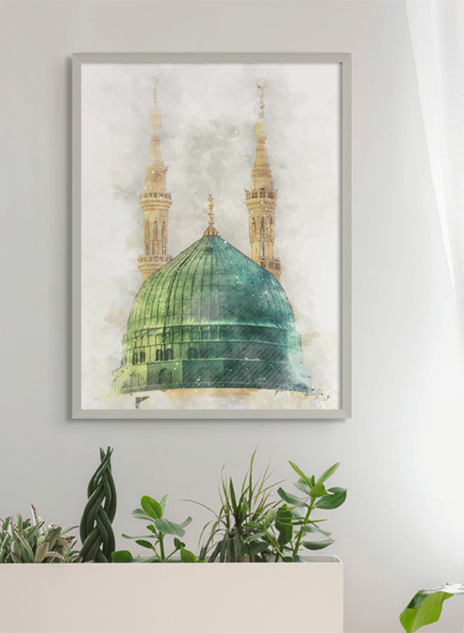 Art Decor Framed Islamic Wall Art of Madinah Mosque Masjid un Nabawi Painting Fine Art Wall Décor for Living Room Bedroom Dining Room Office Gifting - Image 2