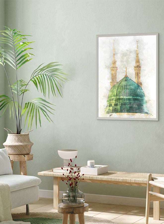 Art Decor Framed Islamic Wall Art of Madinah Mosque Masjid un Nabawi Painting Fine Art Wall Décor for Living Room Bedroom Dining Room Office Gifting - Image 3