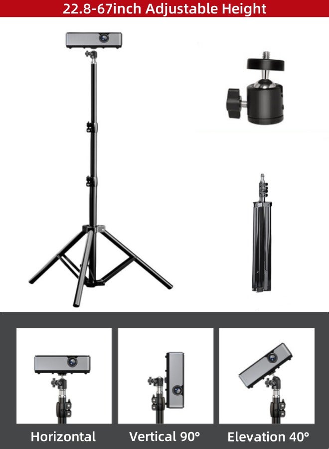 (22.8-67inch)Projector Tripod Stand djustable height, Projector Floor Tripod  Adjustable Height Telescopic Portable Tripod Rotatable Projector Stand Includes Bracket + Metal Ptz for Home/Stage/Studi - Image 1