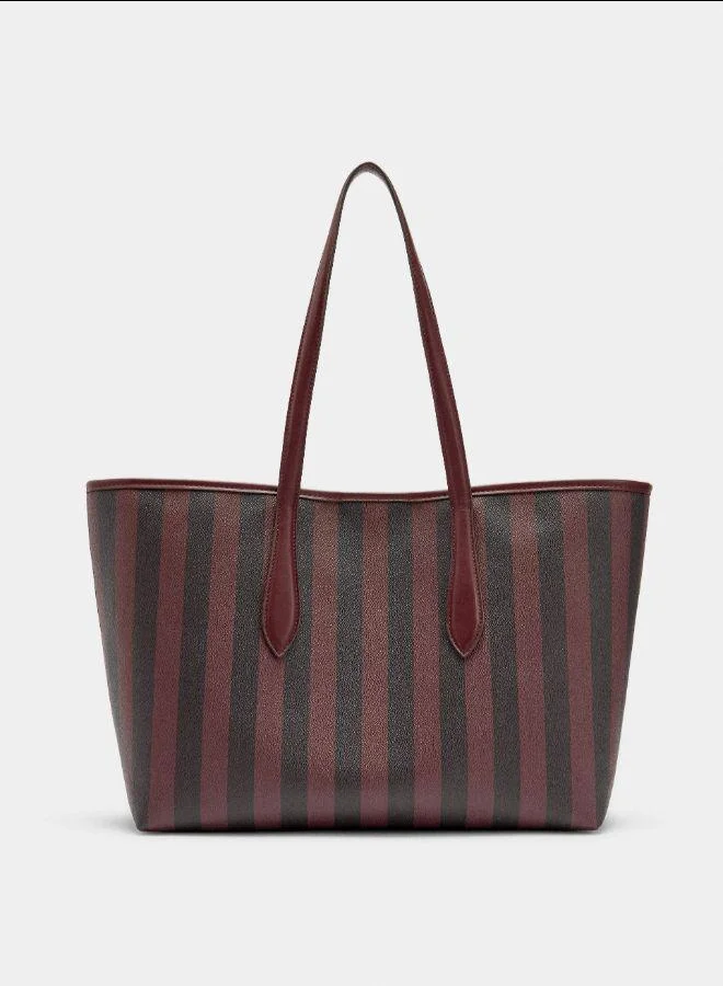 بارفوا حقيبة متسوق مخططة مع حقيبة قابلة للإزالة