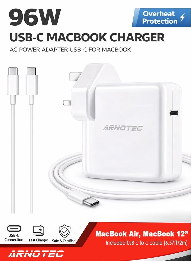 ARNOTEC 96W USB-C Fast Charger Replacement Type C Power Adapter Compatible With MacBook Pro 16/15/14/13'', for MacBook Air, MacBook 12'', Included USB C to C Cable (6.57ft/2m) - Image 2