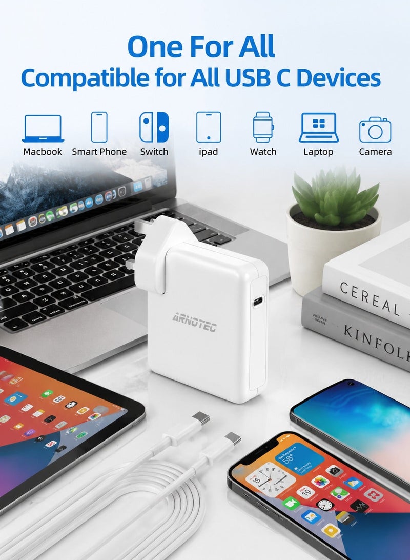 ARNOTEC 96W USB-C Fast Charger Replacement Type C Power Adapter Compatible With MacBook Pro 16/15/14/13'', for MacBook Air, MacBook 12'', Included USB C to C Cable (6.57ft/2m) - Image 5