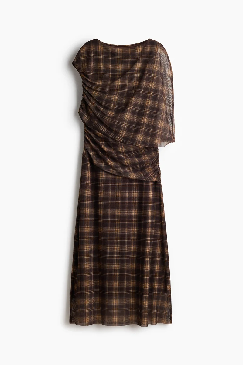 Draped cape-detail dress