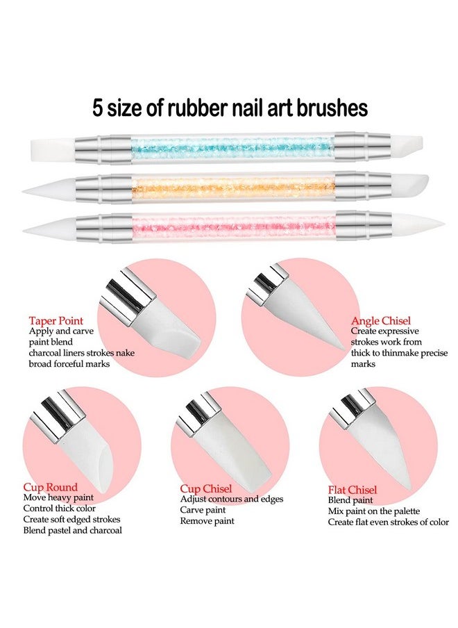 MAGIC ARMOR - 11Pcs Nail Art Brushes With Nail Dust Brush Set Double Ended Nail Art Tools Silicone Nail Art Brushes Exquisite Salon Nail Art Brush For Diy Acrylic Nails Pulling Lines Carving Painting - Image 1
