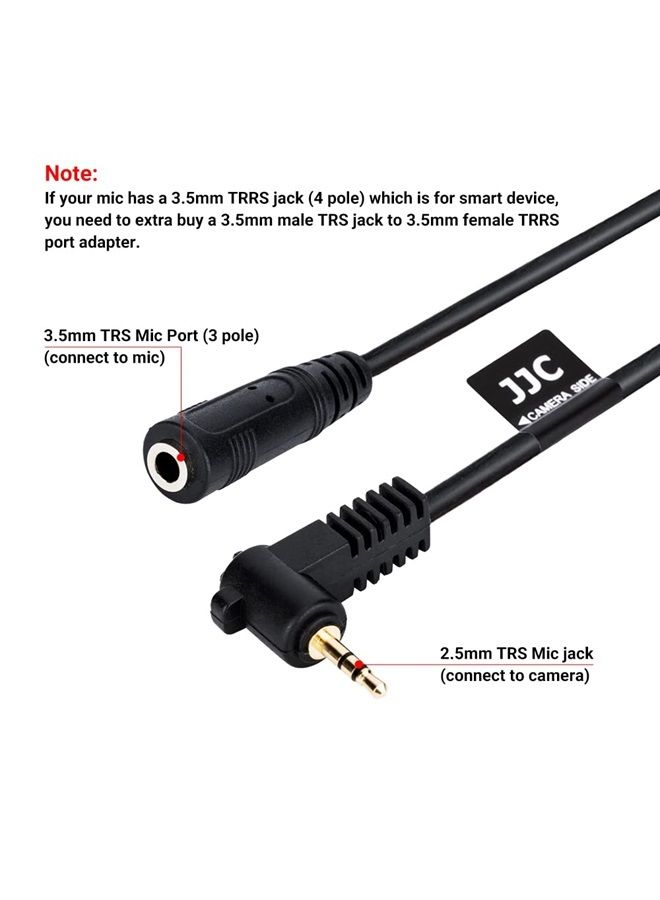 JJC 3.5mm Female to 2.5mm Male Microphone Audio Cable Mic Adapter for Fuji Fujifilm X-T30 II X-T30 X-T20 X-T10 X-PRO3 X-T100 X100V X100F X100T X-PRO2 X-T1 X-E3 X-E2S X-E2 X-E1 and XF10 Camera - Image 2
