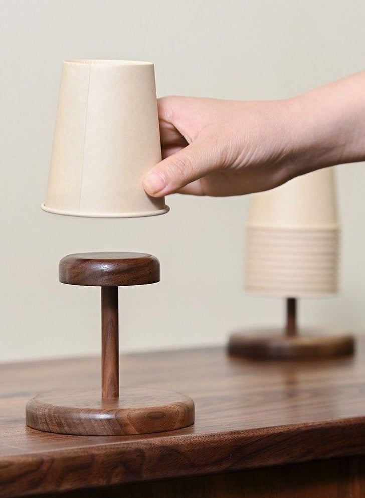 Joybos Walnut Wood Paper Cup Organizer - Solid Wood Cup Holder Rack | One-Handed Storage Rack for Kitchen Countertop, Sturdy Paper Cup Dispenser and Storage Stand, Mouthwash Rinsing Cup Holder for Home, Office and Coffee Stations(1-Pack) - Image 4