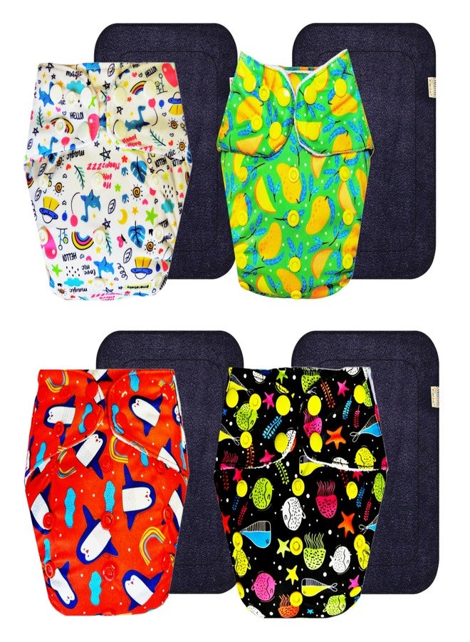 Dumbledo Premium Cloth Diaper with Gray Insert (Pack of 4) | Dry Feel and Comfortable | Leakproof | Travel Friendly | Designed by Moms | 3 Months - 3 Years | Unisex Baby - Image 1