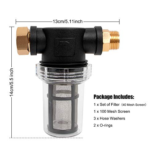 BEETRO Garden Hose Filter for Pressure Washer Inlet Water, Sediment Filter Attachment, with 100 Mesh and 40 Mesh Screen, 3 Sets - Image 2