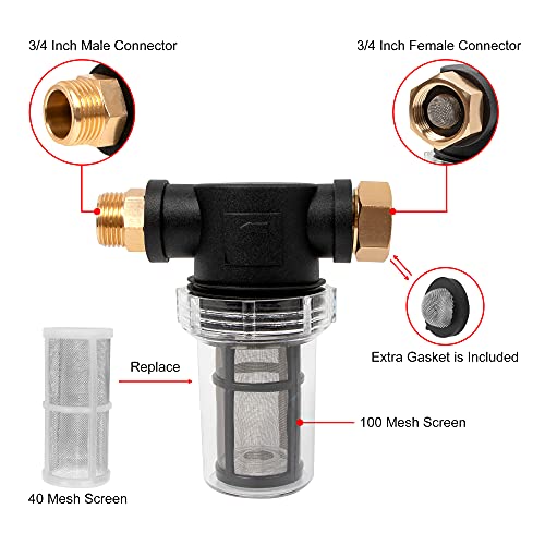 BEETRO Garden Hose Filter for Pressure Washer Inlet Water, Sediment Filter Attachment, with 100 Mesh and 40 Mesh Screen, 3 Sets - Image 3
