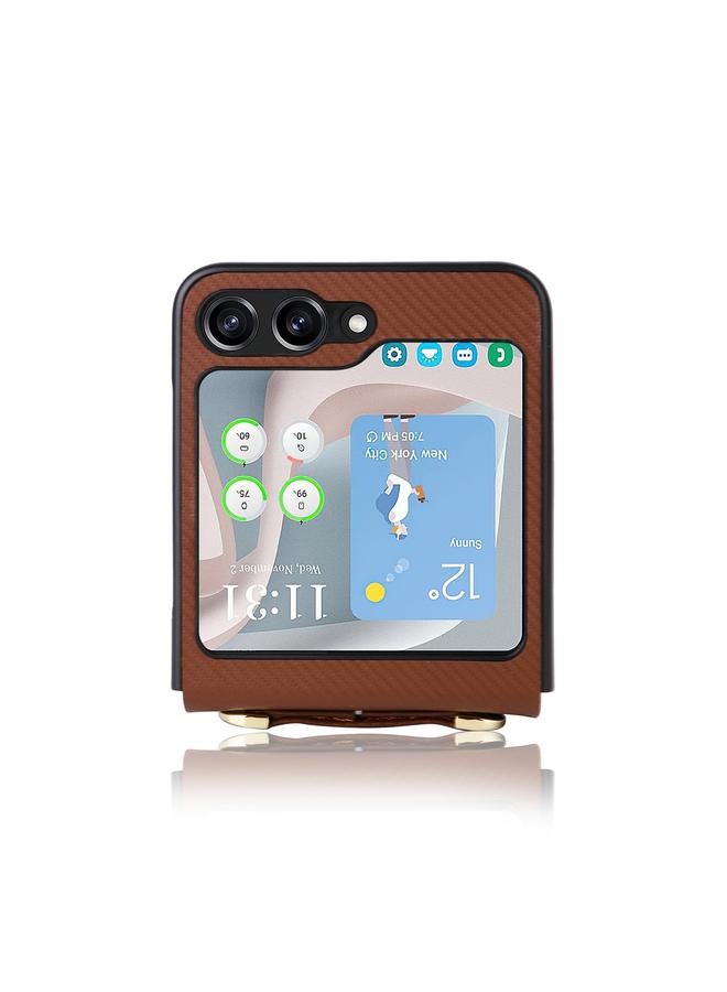 S-TOP Case For Samsung Galaxy Z Flip5 5G PU Leather PC Phone Case with Lanyard - Image 3