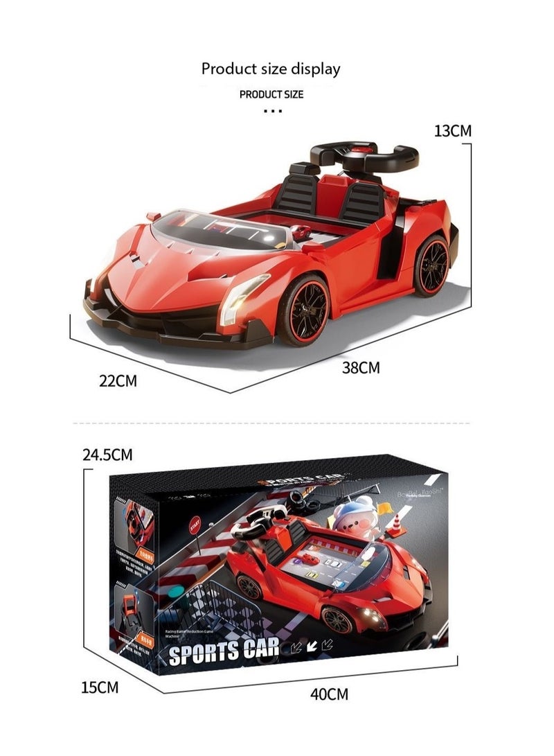  CityRiya-Long لعبة سباق السيارات المحمولة المحمولة للأطفال - آلة سباق تجنب العقبات مع عجلة القيادة اليدوية ، عجلات السرعة القابلة للتعديل ، موضوع مسار المدينة ، لعبة تحدي القيادة المصغرة ، هدايا للأولاد والبنات في الأعمار 3 + (الأحمر) - Image 2