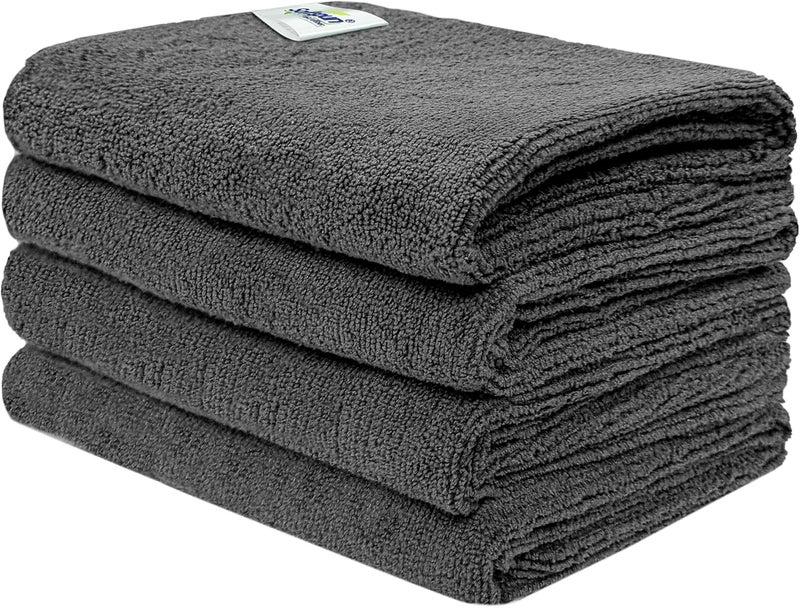 SOFTSPUN Microfiber Cloth 40x60 Cms, 4 Piece Towel Set, 340 GSM (Grey) Multi-Purpose Super Soft Absorbent Cleaning Towels for Home, Kitchen, Car, Cleans & Polishes Everything in Your Home. - Image 1