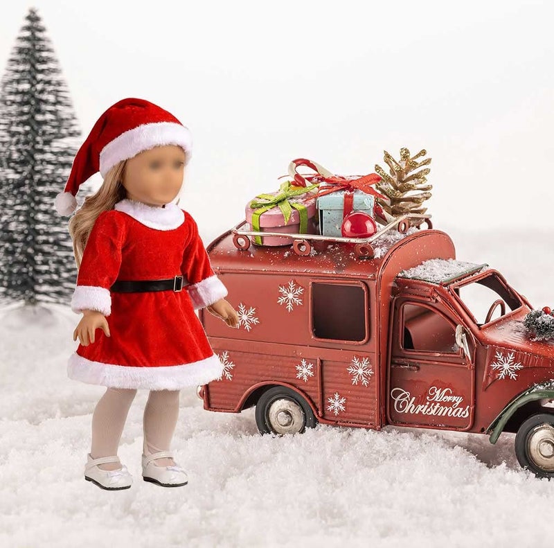 sweet dolly Doll Clothes 18 inch Santa Christmas Dress Outfit Fits 18 Inches Dolls (Dress, Hat, Blet, Stockings) - Image 4