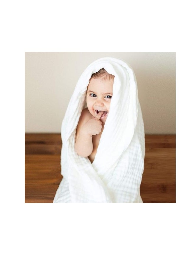 Anvi Baby Set of 2 Organic Muslin Bath Towel- Yellow & White 105x105cms  - Image 5
