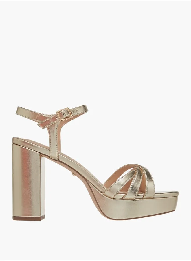 Paprika Women's Strappy Blocked Heel Sandals with Hook and Loop Closure