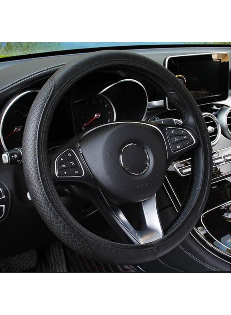Generic Luxury Steering Wheel Cover For Medium Size Universal Car Black - Image 1