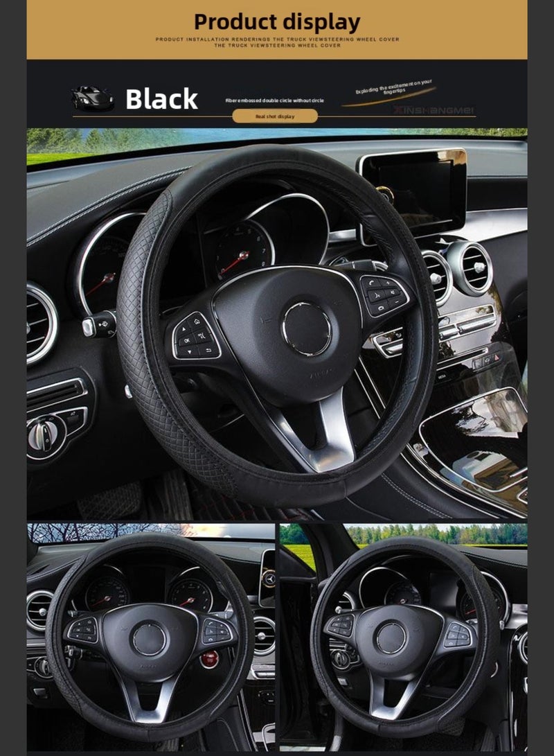 Generic Luxury Steering Wheel Cover For Medium Size Universal Car Black - Image 4