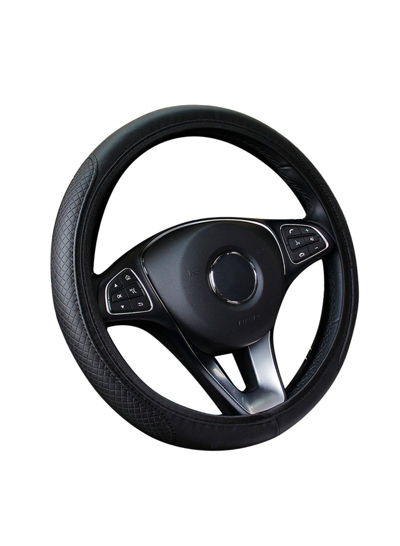 Generic Luxury Steering Wheel Cover For Medium Size Universal Car Black - Image 3