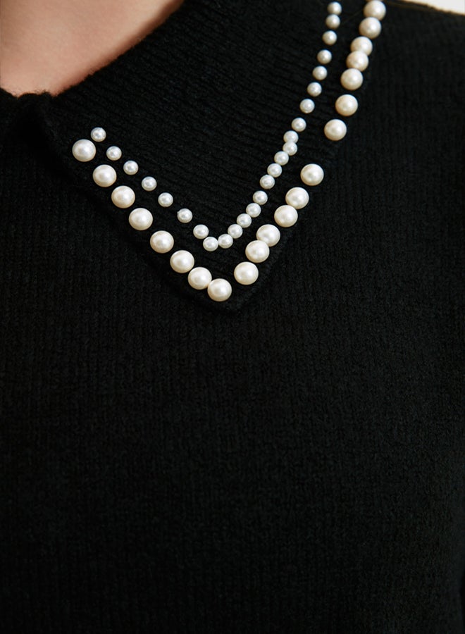 trendyol سترة محبوكة ناعمة باللون الأسود من Baby Collar and Pearls TCTAW22AK0238 - Image 4