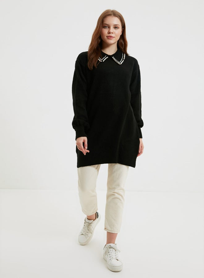 trendyol سترة محبوكة ناعمة باللون الأسود من Baby Collar and Pearls TCTAW22AK0238 - Image 3