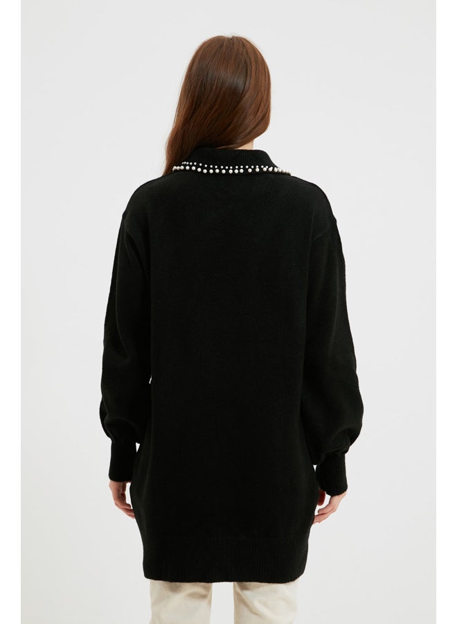 trendyol سترة محبوكة ناعمة باللون الأسود من Baby Collar and Pearls TCTAW22AK0238 - Image 5