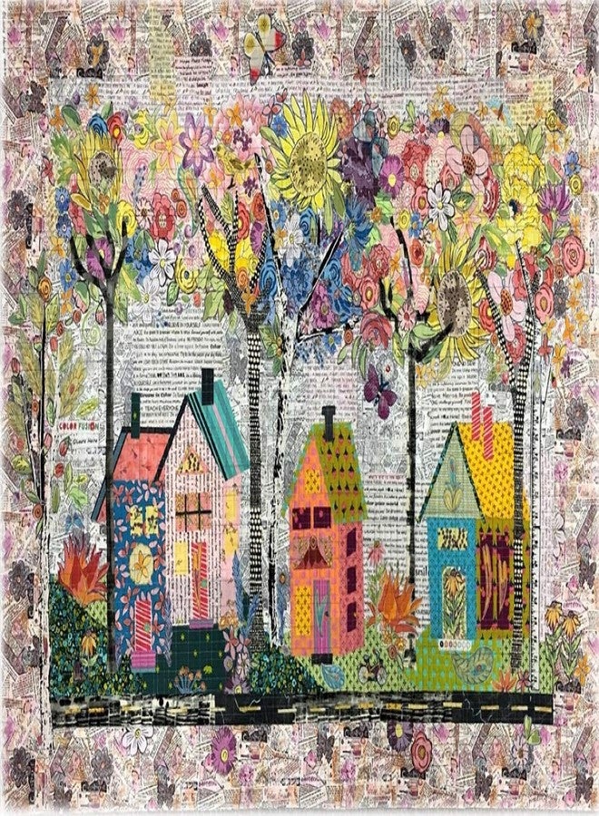 Fiberworks Birch Street Collage Laura Heine Fused Art Quilt Pattern - Image 1