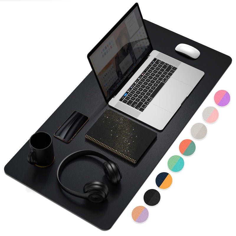 YSAGi Desk Pad, Desk Mat, 31.5" x 15.7" Laptop Leather Desk Pad Protector, Large Leather Desk Blotter for Keyboard and Mouse, Waterproof Desk Writing Pad for Office and Home (31.5" x 15.7", Black) - Image 1