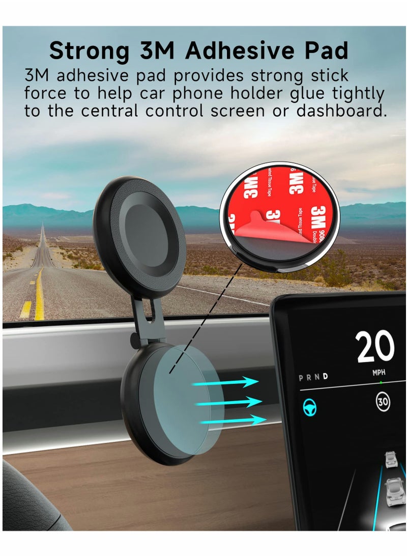 Captaintech Phone Holder for Car, Car Mount Adjustable Magnetic Car Phone Mount 360° Free Rotation Foldaway for Tesla Model 3 X Y S, Phone Holder for iPhone 12 13 14 and Other Phone  - Image 5