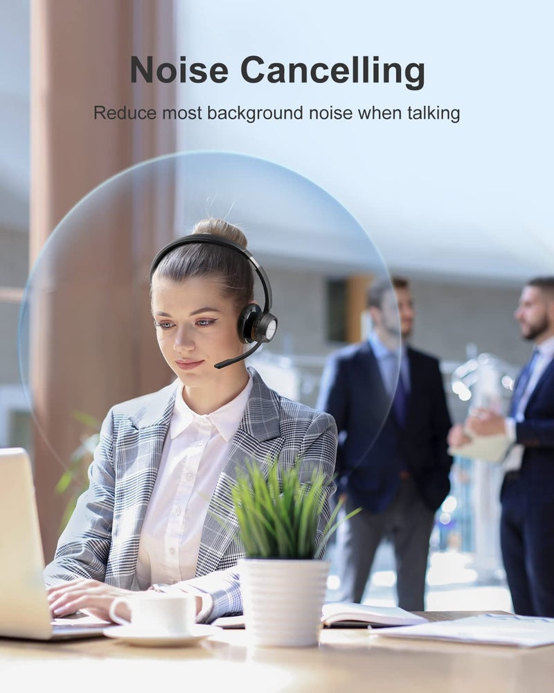 Link Dream Trucker Bluetooth Headset 20H Talktime Wireless Headset with 270°Rotatable Noise Cancelling Microphone USB Dongle for Online Meeting, Office Home, Call Center, Computer, Cell Phone (BH60) - Image 2