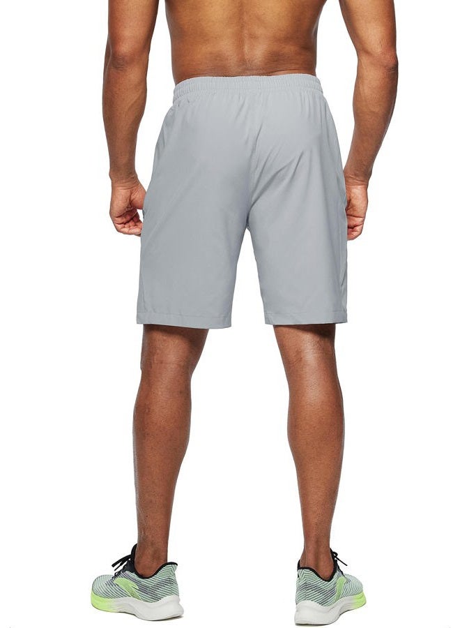 Pudolla Men's Workout Running Shorts Lightweight Gym Athletic Shorts for Men with Zipper Pockets (Light Grey XX-Large) - Image 4