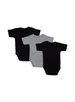 Babies Basic 100% Super Soft Cotton, Short Sleeves Romper/Bodysuit, For New Born To 24Months, Set Of 3 - Black, Navy,Grey  - Image 5