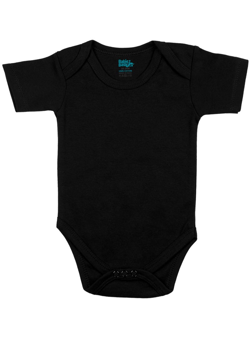 100% Super Soft Cotton, Short Sleeves Romper/Bodysuit, For New Born To 24Months, Set Of 3 - Black, Navy,Grey