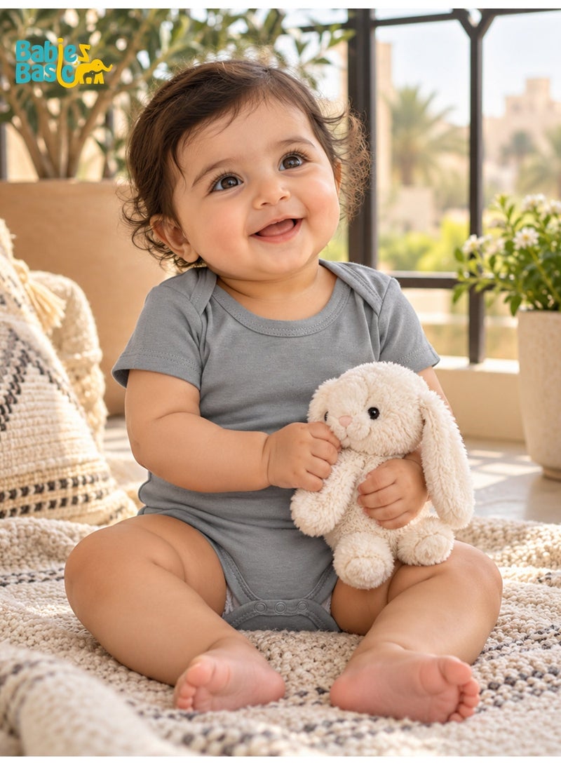 Babies Basic 100% Super Soft Cotton, Short Sleeves Romper/Bodysuit, For New Born To 24Months, Set Of 3 - Black, Navy,Grey - Image 3