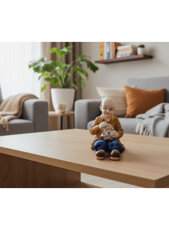 أي كي دي سي تمثال رجل عجوز كلاسيكي من مادة البولي ريزين من AKDC - قطعة فنية تقليدية لتزيين المنزل، ألوان متنوعة، 14 سم - Image 2