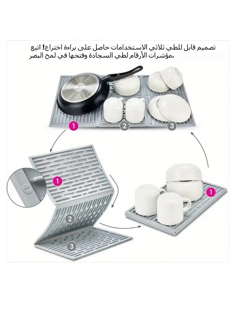 عام جديد كبير سميكة عدم الانزلاق العزل الحراري سيليكون استنزاف وسادة المطبخ كونترتوب بالوعة طوي استنزاف وسادة - Image 3