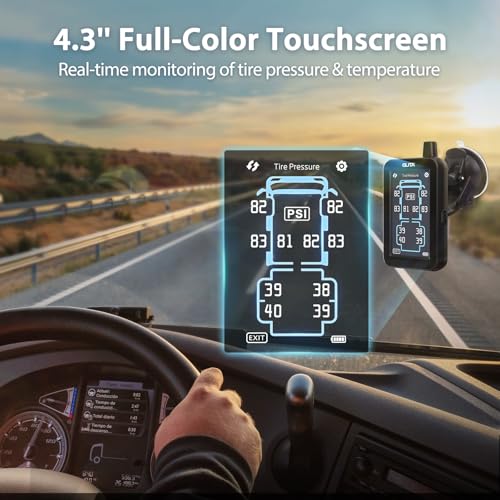 GUTA RV Tire Pressure Monitoring System, Tire Pressure Monitor System with 4.3" Touchscreen Color LCD Display, TPMS with 4 Sensors & 6 Alarm Modes, Signal Booster, 0-188PSI for RV/Trailer/5th Wheel - Image 2