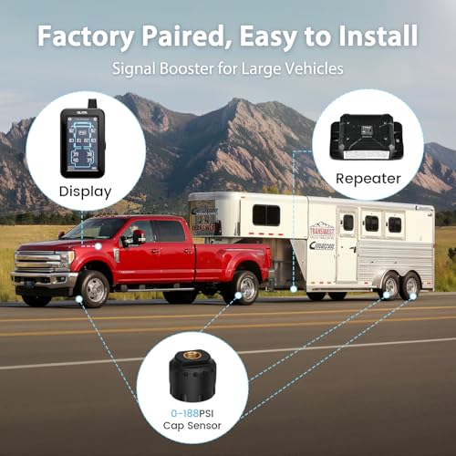 GUTA RV Tire Pressure Monitoring System, Tire Pressure Monitor System with 4.3" Touchscreen Color LCD Display, TPMS with 4 Sensors & 6 Alarm Modes, Signal Booster, 0-188PSI for RV/Trailer/5th Wheel - Image 3