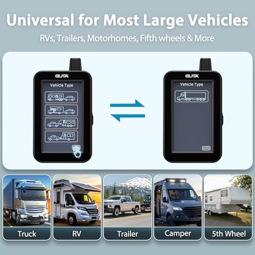 GUTA RV Tire Pressure Monitoring System, Tire Pressure Monitor System with 4.3" Touchscreen Color LCD Display, TPMS with 4 Sensors & 6 Alarm Modes, Signal Booster, 0-188PSI for RV/Trailer/5th Wheel - Image 4