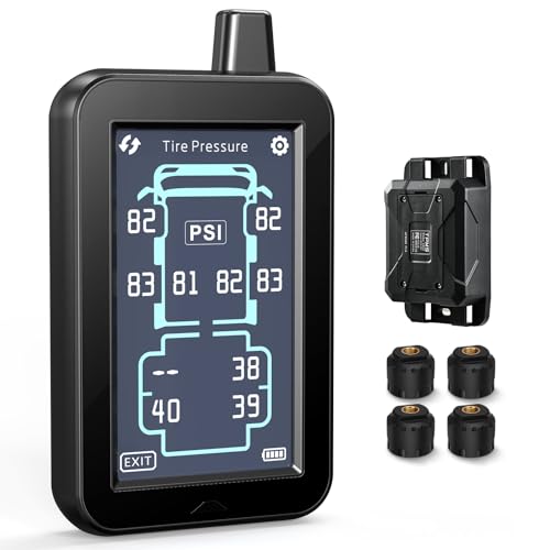 GUTA RV Tire Pressure Monitoring System, Tire Pressure Monitor System with 4.3" Touchscreen Color LCD Display, TPMS with 4 Sensors & 6 Alarm Modes, Signal Booster, 0-188PSI for RV/Trailer/5th Wheel - Image 1