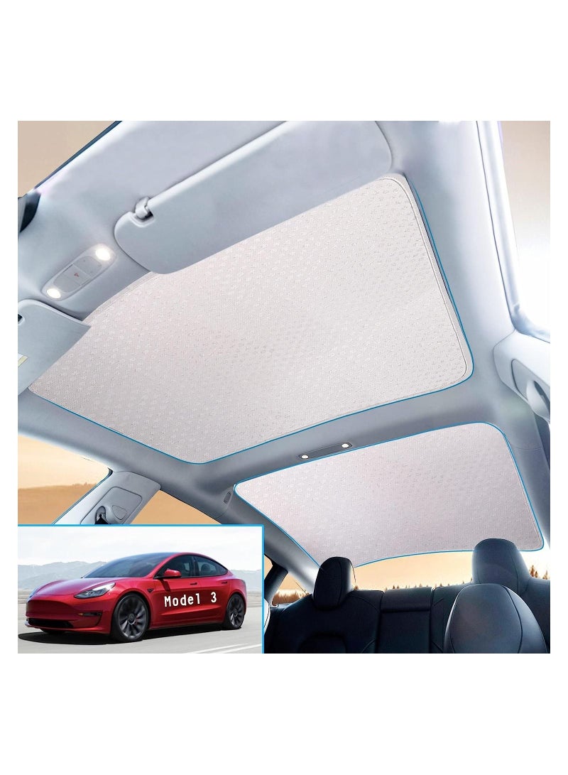 Generic Roof Window Sunshade for 2021-2023 Tesla Model 3, Glass Roof Heat Insulation Sun Shade Protection Ice Crystal Coatings Reflectance 80%, Updated Ice Crystal Sunscreen Sun Heat Shade (White) - Image 1