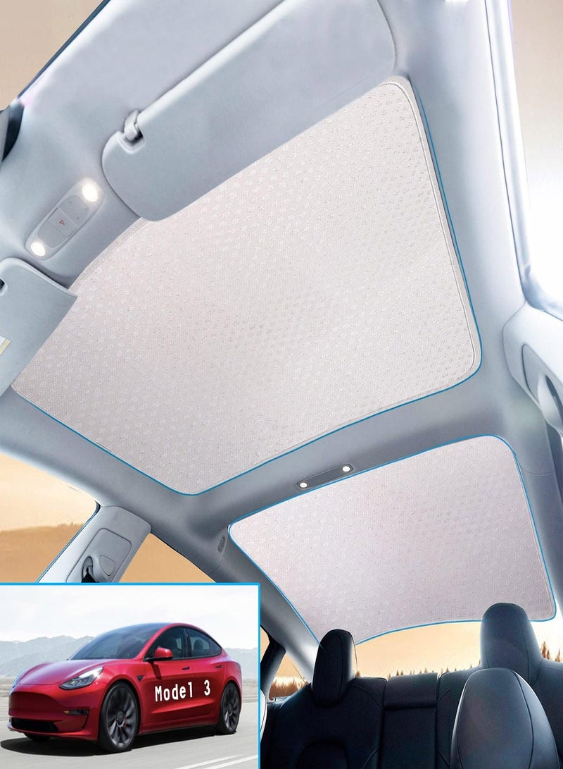 Generic Roof Window Sunshade for 2021-2023 Tesla Model 3, Glass Roof Heat Insulation Sun Shade Protection Ice Crystal Coatings Reflectance 80%, Updated Ice Crystal Sunscreen Sun Heat Shade (White) - Image 5