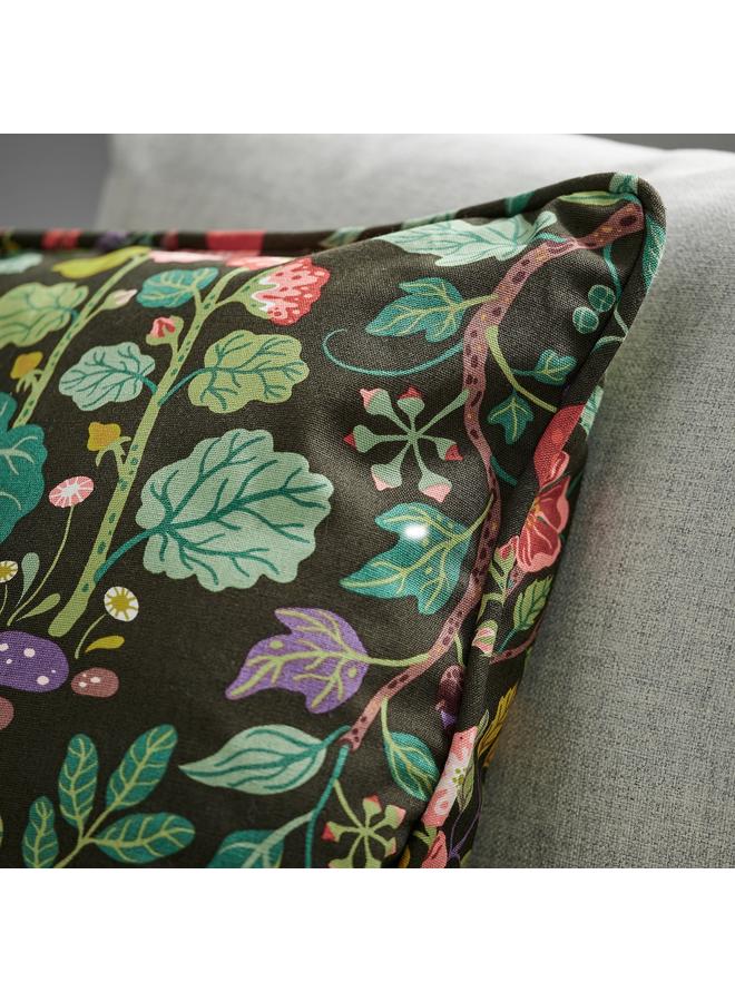 Zaboon Cushion Cover, Black-Green Multicolour/Floral Pattern, 50X50 Cm - Image 4
