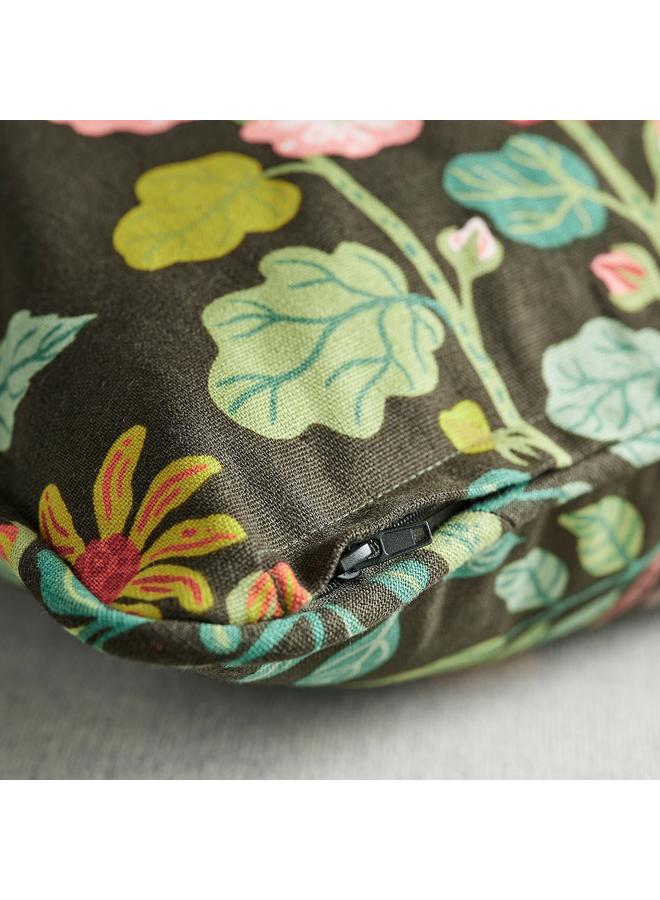 Zaboon Cushion Cover, Black-Green Multicolour/Floral Pattern, 50X50 Cm - Image 3