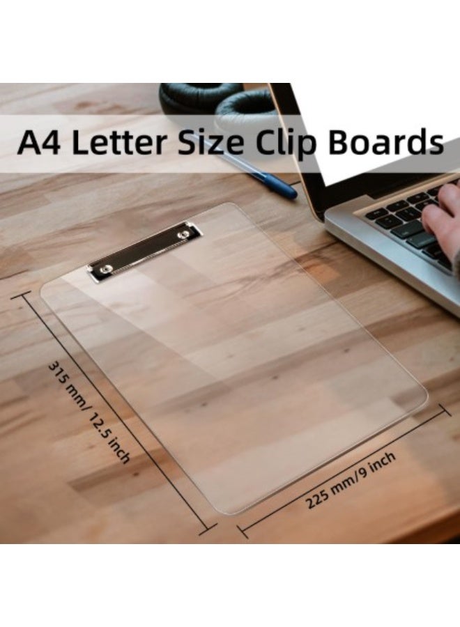 Terabyte Plastic Clipboards, A4 Acrylic Clear Board for Classroom, Students, Transparent Letter Size  with Low Profile Clip, Office & School Supply - Image 1