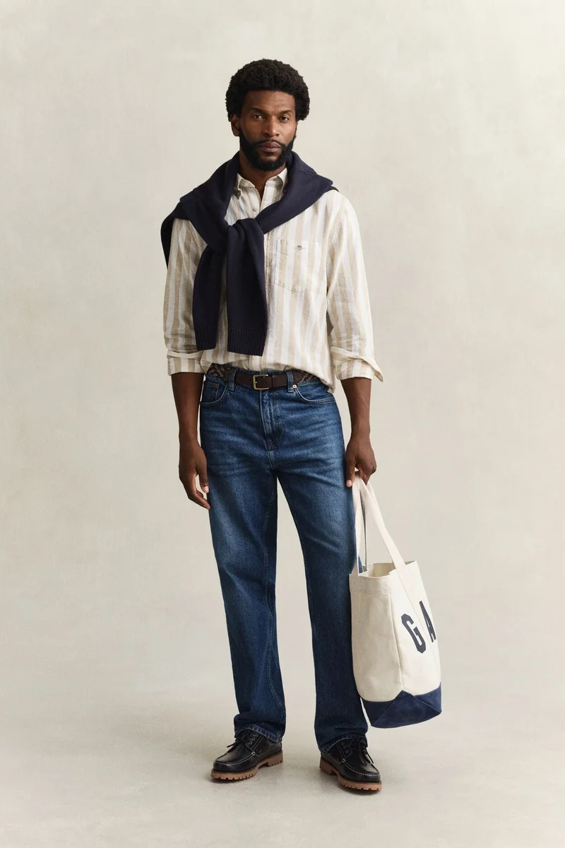 GANT  Regular Cotton Linen Stripe Shirt for Men | Best Price UAE