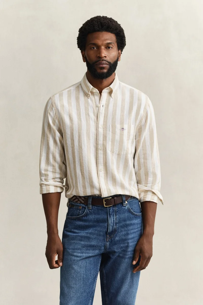 GANT  Regular Cotton Linen Stripe Shirt for Men | Best Price UAE