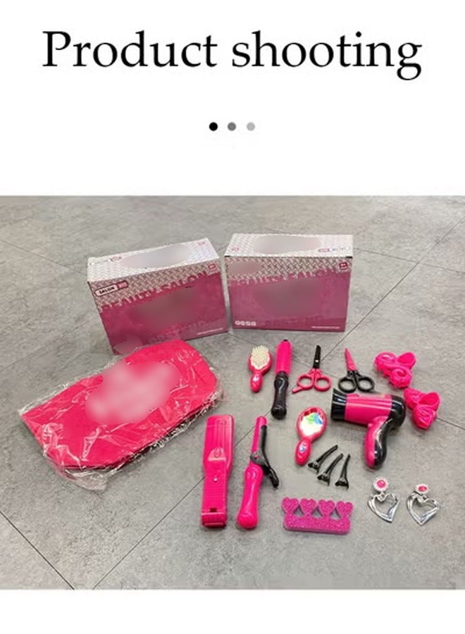 DUNISO Kids Hair Salon Playset, simulation hair styling tool toy set, with hair dryer, mirror, curling iron and other children's accessories, made of plastic material, suitable for children over 3 years old - Image 4